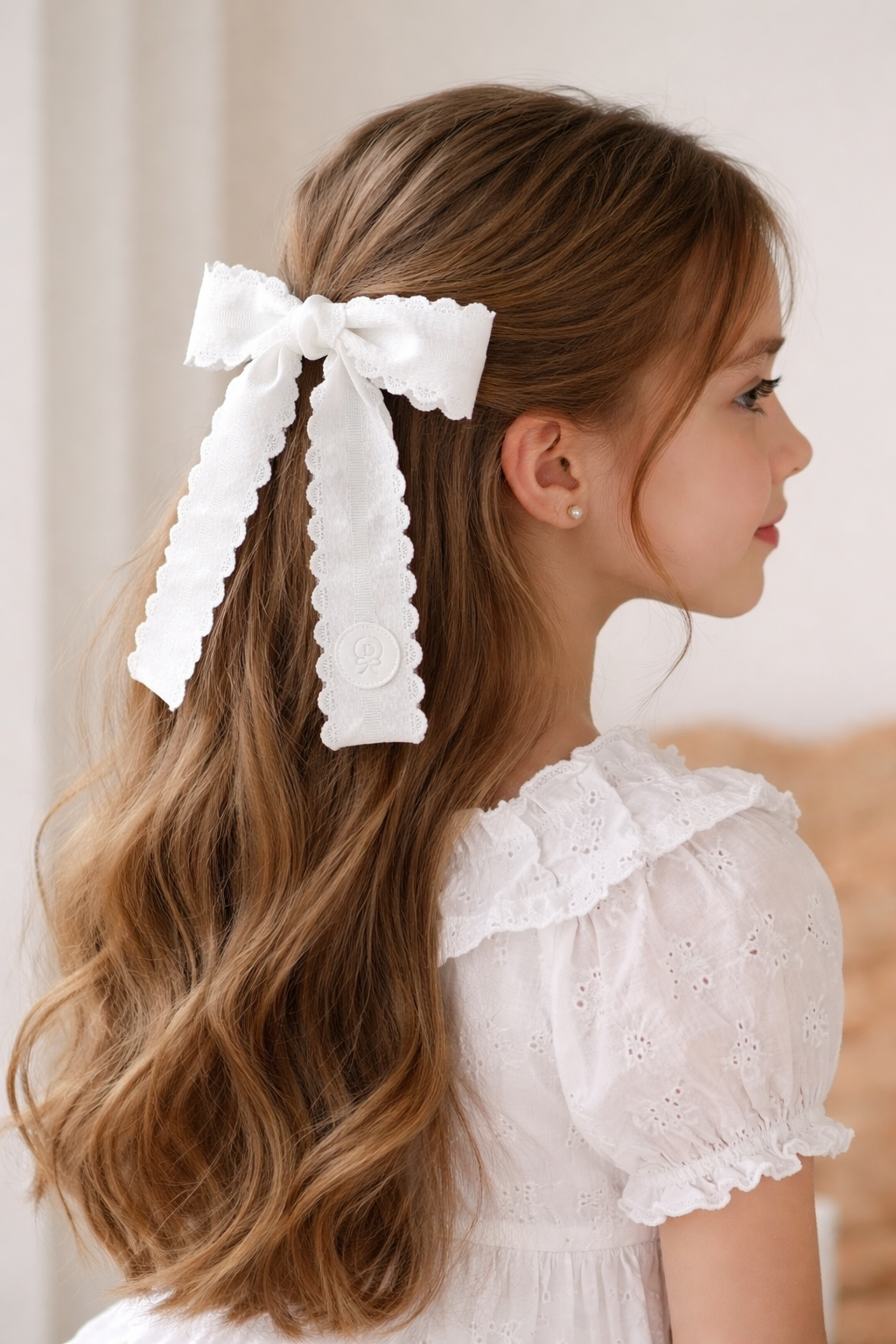 Embroidered Scalloped Bow
