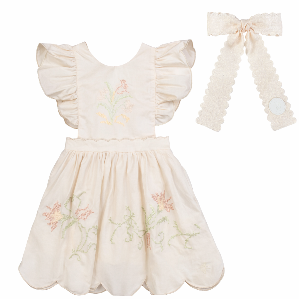 Embroidered Scalloped Bow