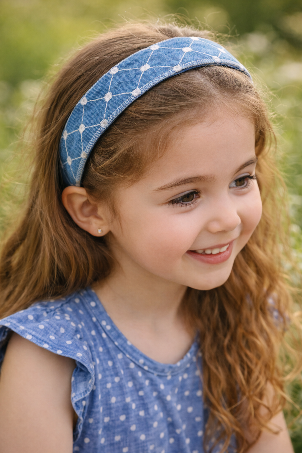 Geo Denim Elastic Headband