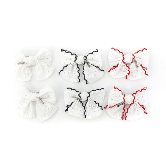 Eyelet Trim Bow Set