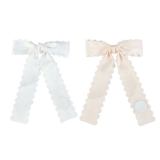 Embroidered Scalloped Bow