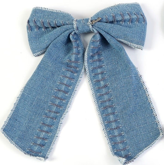 Stitched Denim Bow