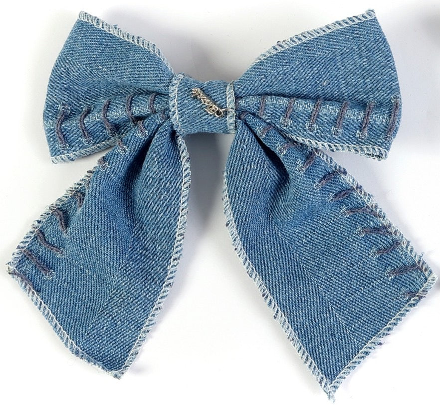 Stitched Denim Bow