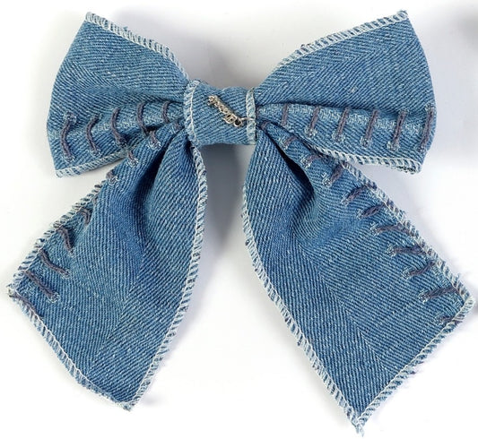 Stitched Denim Bow