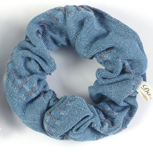 Stitched Denim Scrunchie