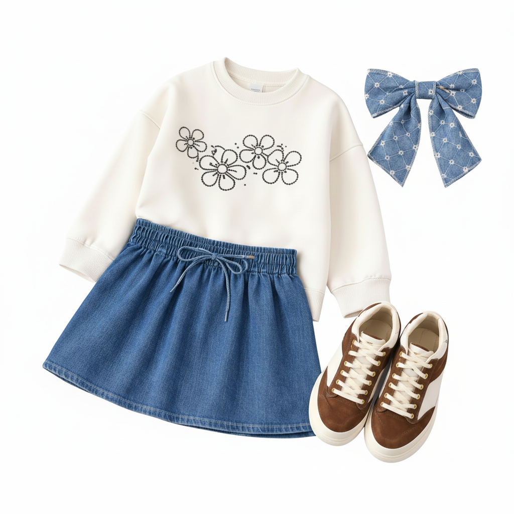 Geo Denim Bow
